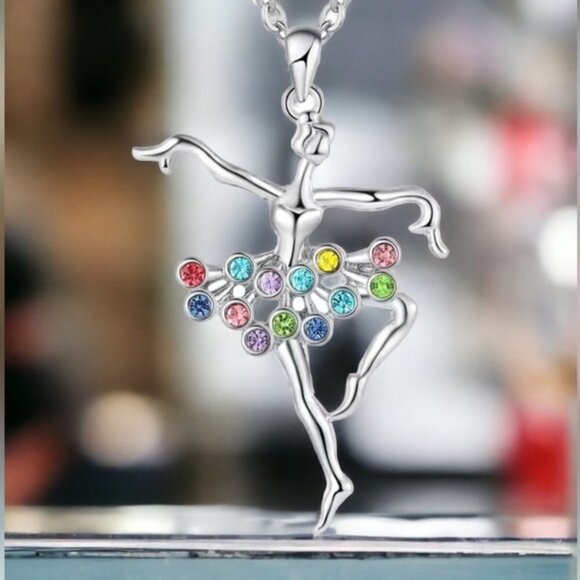 Ballerina Dancing Necklace Pendant Chain Creative Colorful With Gift Pouch - Picture 9 of 15